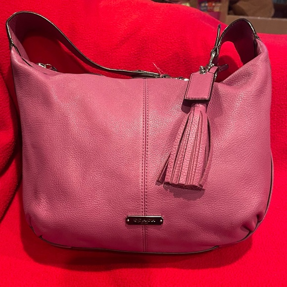 Coach Lavender/Purple Leather Shoulder Hobo Bag with Tassel - Picture 1 of 6